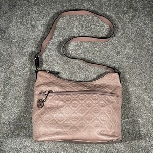 Giani Bernini Pink Logo Embossed Crossbody Bag Faux Leather Quilted Handbag‎